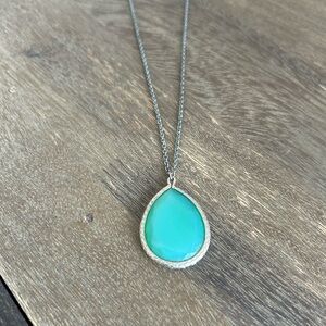 J.Crew Silver Teardrop Aqua Pendant Necklace - Women Jewelry